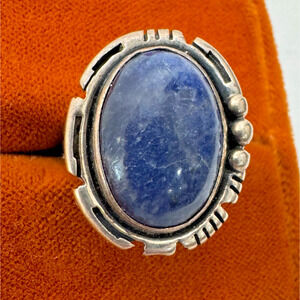 Lapis Lazuli Silver Womens Ring Sz 8 8.5 Oval Signed Inca Sterling Engraved